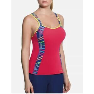 PANACHE NEW $78 Pink Multi-Color Sports Vest Tank Optional Racerback Size 30E